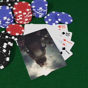 Conjunto de cartas de pôquer com animais do Reino Unido - presentes exclusivos para amantes de pôquer, noites de jogos divertidas, baralhos colecionáveis, itens essenciais para festas
