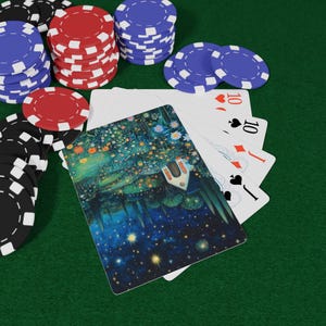 Starlit Garden Playing Cards - Celestial Botanical Deck, Whimsical Night Garden Art Cards, Fantasy Poker Set, Dreamy Gift for Nature Lovers