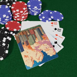 Juego de cartas de póker Denver Skyline, juego de cartas retro para gamers, regalos únicos para una noche de póker, baraja coleccionable, decoración divertida para el hogar.