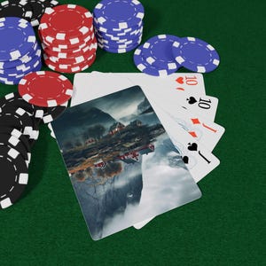 Juego de cartas de póker de Noruega, perfecto para una noche de juegos, regalo único para los amantes de las cartas, diseño elegante para reuniones, temática de juegos de azar.