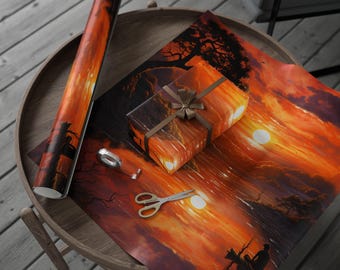 Sunset Scenes Wrapping Paper, Gift Wrap for Any Occasion, Holiday Packaging, Unique Birthday Gift Wrapping Paper, Gift Wrap