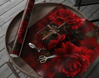 Enchanting Roses Wrapping Paper for Gifts, Romantic Rose Gift Wrap, Birthday, Wedding, Holiday, Special Occasions, Holiday Gift Wrap