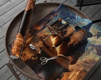 Wizard Academy Wrapping Paper, Enchanted Gift Wrap for Magical Occasions, Fantasy Party Decor, Birthday Gifts, Holiday Present Decoration