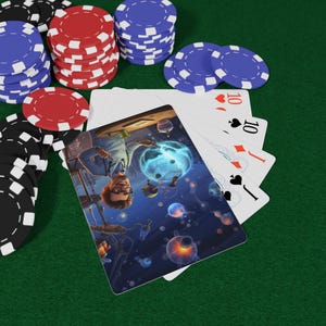 Karty do gry w pokera z kreskówkową nauką - świetna zabawa na wieczór gier, przedmiot kolekcjonerski, prezent dla graczy, na imprezy pokerowe i dla entuzjastów kart, zabawa na wieczór gier