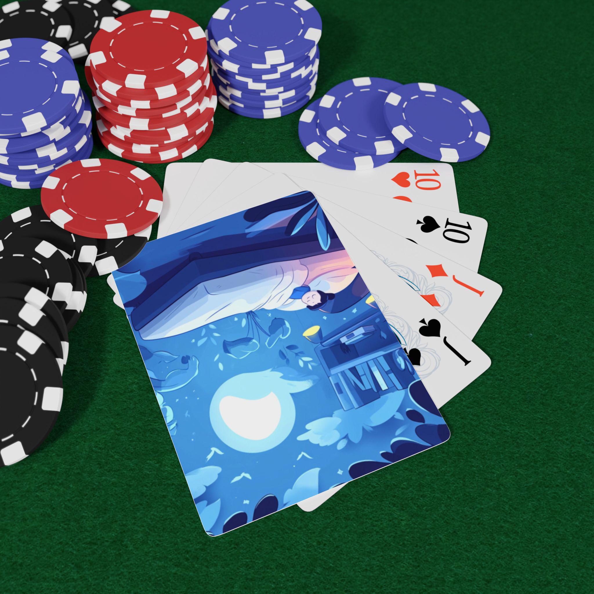 スリープサンクチュアリポーカートランプ、ゲームナイトのためのユニークなデッキ、ゲーマーへの楽しいギフト、カードゲーム、カジノテーマの装飾、ポーカーゲームナイト