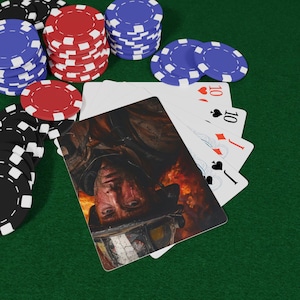 Jeu de cartes pompier - Jeu de cartes sur le thème Incendie et sauvetage, Hommage aux héros, Jeu de cartes à collectionner unique, Cartes à jouer, Soirée poker