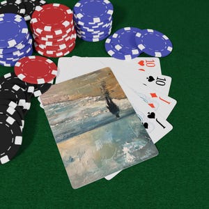 ウォーク・オン・ザ・ビーチ ポーカー トランプセット 沿岸テーマ スペードのエースデザイン カードゲーム ポーカーナイト ゲーマーへのギフト ホームデコレーション ビーチ