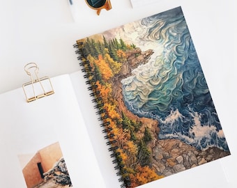 Great Lakes Spiral Notebook - Ruled Line, Nature Journal, Lakeside Diary, Travel Gift Idea, Coastal Planner, Scenic Waterway Art.
