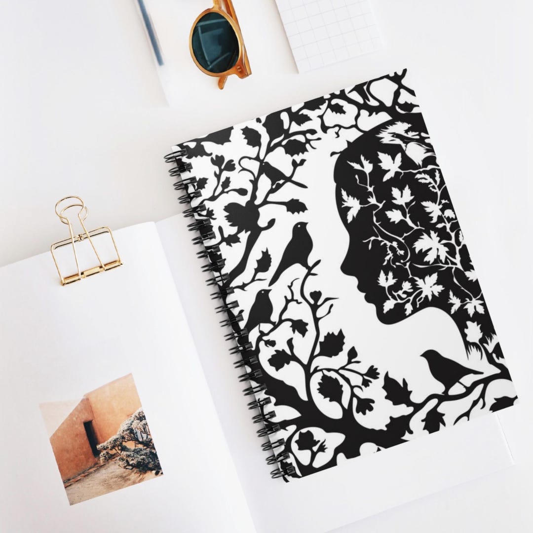 Silhouette Patterns Spiral Notebook - Bold Contrast Journal, Artistic ...