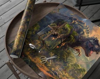 Dinosaur World Wrapping Paper - Eco-Friendly Gift Wrap for Birthdays, Kids Parties, Holidays, Celebrations, Unique Packing Gift Wrap