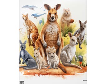 Australia Animals Wrapping Paper - Eco-friendly Gift Wrap, Birthday, Holiday, Baby Shower, Nature Lover Decor, Holiday Wrapping Paper