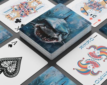 Shark Playing Cards - Ocean Predator Deck, Fierce Marine Life Art