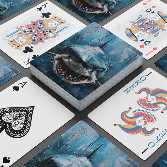 Shark Playing Cards - Ocean Predator Deck, Fierce Marine Life Art