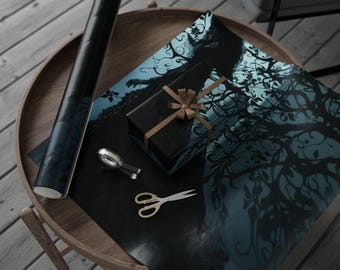 Shadows of the Night Wrapping Paper, Boho Gift Wrap, Unique Party Decoration, Fantasy Themed Gift Wrap, Artistic Holiday Wrapping