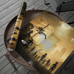 Alien Invasion Wrapping Paper - Sci-Fi Gift Wrap, Extraterrestrial Party Theme, Fun Kids Design, Space Battle Paper, Galactic Holiday Decor