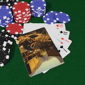 Conjunto de cartas de pôquer da Corrida do Ouro da Califórnia, presente para jogos de azar, acessório para jogos de cartas, design retrô, itens essenciais para a noite de pôquer, cartas colecionáveis