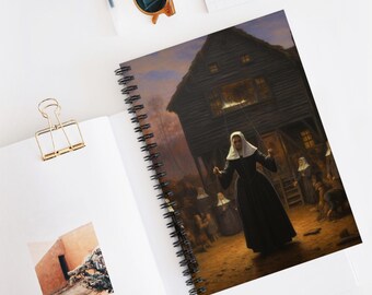 Salem Hexenprozesse Spiralblock - Linolierte Linie, Gothic Journal, Hexerei Notizbuch, einzigartiges Geschenk für Künstler, dunkles ästhetisches Briefpapier