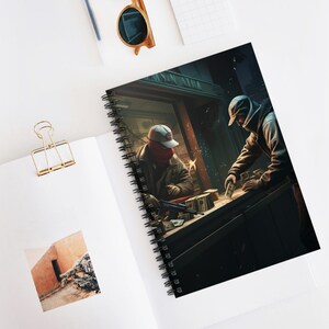 強盗スパイラルノート - 罫線入り、グラフィティノート、ユニークなアートジャーナル、ストリートアート文具、作家へのクールなギフト、都会的な装飾ブック