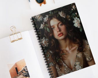 Timeless Beauty Spiral Notebook - Elegancki design dla artystów, pisarzy, do prowadzenia dziennika, prezentów, artykułów szkolnych, miłośników przyrody, zabawny szkicownik