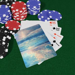 オーシャン・オブ・トランキリティ ポーカートランプセット 海の波のデザイン ゲームナイト、ギフト、コレクター、ホームデコレーションカード、ポーカーゲームに最適
