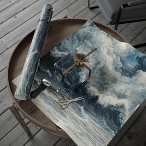 Papier pakowy Weather Wonders, Artystyczne opakowanie na prezent, Projekt Stormy Sky, Ekologiczne opakowanie na prezent, Papier pakowy Coastal Decor