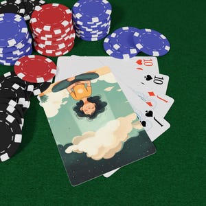 Juego de cartas de póker tranquilo y sereno para jugadores, regalo único para amantes de las cartas, cartas de estética vintage, imprescindible para una noche de juegos.