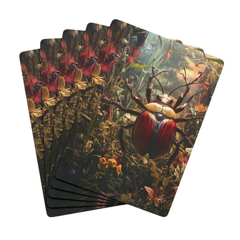 Beetle World Spielkarten - Insekt und Natur Deck, einzigartige Käfer Illustrationen, Lern- und Wildtierkarten, Pokerabend, Spieleabend Bild 2