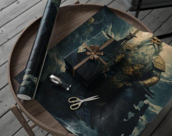 Norse Mythology Wrapping Paper, Unique Gift Wrap for Birthdays, Holidays, Celebrations, Ideal for Fantasy Lovers, Norse Mythology