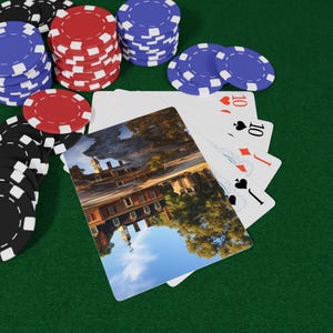 Juego de cartas de póker de arquitectura americana, juego clásico para noches de juegos, perfecto para coleccionistas y regalos, accesorios con temática de casino.