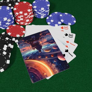 Jeu de cartes à jouer de poker Space Dreams, jeu de cartes sur le thème de l'espace pour les joueurs, indispensable pour une soirée poker, cadeau unique pour les amateurs de cartes, jeux de cartes de science-fiction