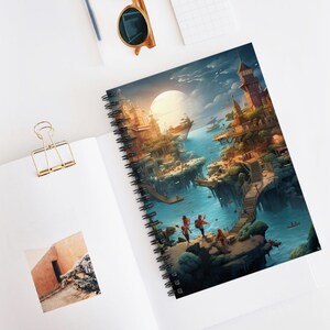 Off the Map Spiralblock - Verträumte Landschaft, ideal für Journaling, Skizzieren, Notizen machen, Geschenk für Studenten, Studenten oder Künstler