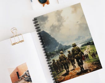 Vietnam Geschichtsblock, Spiralblock - Liniert, Vintage Art Notizbuch, Krieg Journal, Skizzenbuch, Geschenk für veteranen, Künstler Schreibwaren