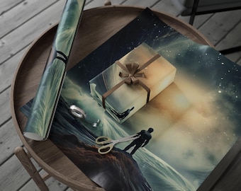 Interstellair inpakpapier - hemelse cadeauverpakking voor speciale gelegenheden, vakantie, verjaardag, ruimtethemafeesten, unieke cadeauverpakking