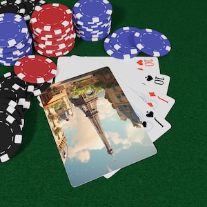 Juego de cartas con monumentos franceses, elegante juego de cartas, perfecto para noches de juego, regalo para amantes del póker, fiestas de casino, cartas únicas.