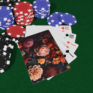 Winterbloemen pokerspeelkaartenset - uniek game-avonddecor, cadeau voor kaartliefhebbers, thuisbaraccessoires, klassiek ontwerp, speelkaarten