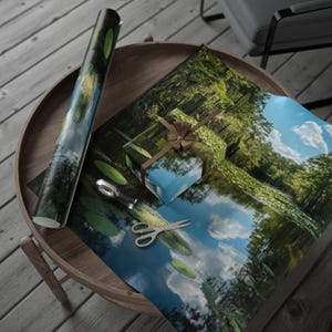 Okefenokee Swamp Wrapping Paper - Wetland Wildlife Gift Wrap, Mysterious Marsh Art, Georgia Nature Theme, Southern Wilderness Decor
