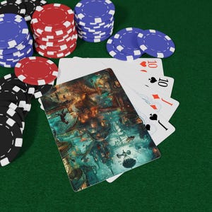 Steampunk Wonderland Poker Playing Cards Set, Unique Gift for Card Players, Game Night Essentials, Poker Night, Fantasy Themed Deck