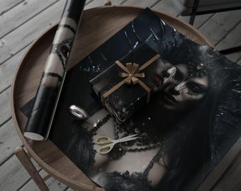 Dark Queen Wrapping Paper - Unique Gift Wrap for Gothic Occasions, Halloween, Birthdays, Artistic Gifts, Home Decor Wrapping Paper