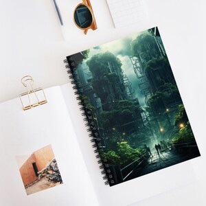 Cybernetic Jungle Spiral Notebook - Ruled Line, Fantasy Journal, Eco-Friendly Notebook, Nature Lover Gift, Unique Sketchbook, Sci-Fi Art