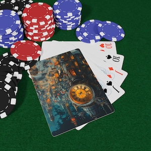 Time Shifted Town Poker Spielkarten, Einzigartiges Geschenk für Gamer, Game Night Essentials, Sammelkarten-Set, Retro Dekor, Game Night Fun