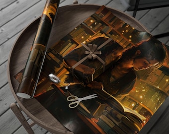 Papel de regalo para bibliotecarios, papel de regalo para amantes de los libros, papel de regalo navideño único, papel de regalo festivo para cualquier ocasión, rollo de papel de regalo