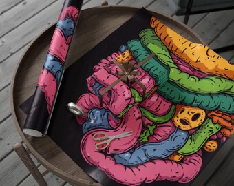 Digestive System Wrapping Paper, Funky Gift Wrap, Unique Party Decor, Quirky Art Gift Wrap, Holiday & Birthday Wrapping