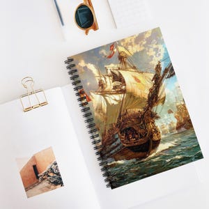Spanische Armada Spiralblock - liniert, Geschichtsliebhaber Journal, Marine Tagebuch, Historische Geschenkidee, Exploration Planner, Vintage Art