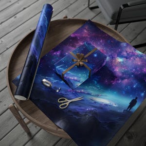 Travel the Universe-inpakpapier, cadeauverpakking ruimtethema, geweldige verjaardagsverpakking, interstellair kerstpapier, unieke cadeauverpakking