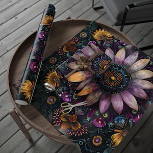 Garden Mandalas Wrapping Paper, Unique Gift Wrap, Vibrant Floral Design, Eco-Friendly Wrapping, Perfect for Birthdays and Holidays