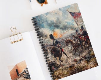 Schlacht von Waterloo Spiralblock - Lineal, Vintage Notizbuch, Pferdesoldaten Journal, Malerei Skizzenbuch, Geschenk für Geschichtsliebhaber, Krieg
