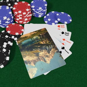 Cartes à jouer montagnes en dents de scie - terrasse panoramique, vue sur la montagne de l'Idaho, cartes de randonnée et d'aventures en plein air, soirées poker amusantes
