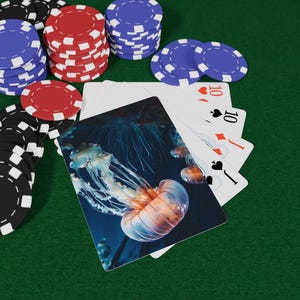 Cartes à jouer danse classique méduse - Pont océan gracieux, art éthéré de méduses et motifs marins fluides, jeu de cartes unique à collectionner