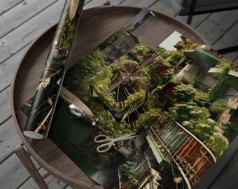 Papel de embrulho para jardinagem urbana, papel de embrulho com estampa botânica, papel de embrulho inspirado na natureza, papel de embrulho sustentável, papel de embrulho reciclável