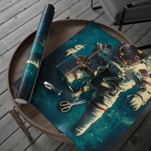 Astronaut Training Wrapping Paper, Astronaut Gift Wrap, Unique Party Supplies, Space-Themed Wrap, Cosmic Birthday Wrapping Paper